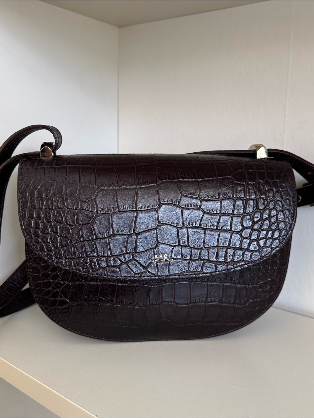 A.P.C. Brown Croc-Embossed Shoulder and Crossbody Bag